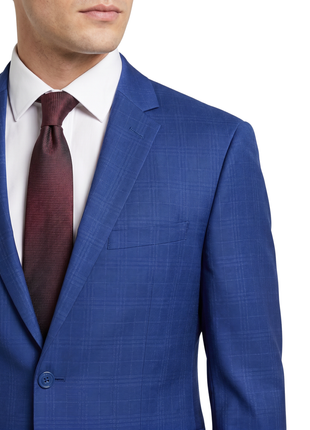 Caravelli  Blue Plaid  Notch Lapel Slim Fit 2 Piece Suit