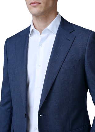 Sartoria Mazara Mens Navy Blue Plaid Slim Fit Wool Blend 2-Button Suit