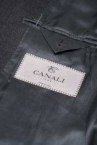 Thumbnail for Canali Mens Charcoal Grey Classic Fit 46L Drop 7 100% Wool 2 Piece Suit