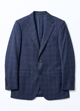 Sartoria Mazara Mens Navy Blue Plaid Slim Fit Wool Blend 2-Button Suit