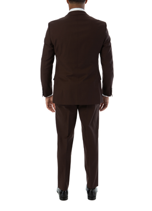 Sartoria Mazara Mens Slim Fit Solid Brown 100% Wool 2 Piece Suit