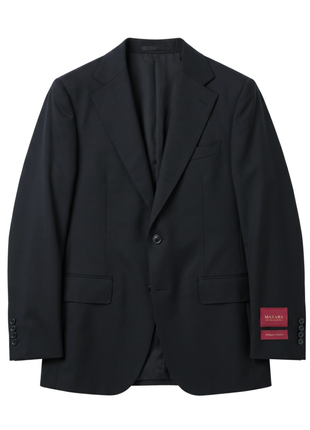 Sartoria Mazara Solid Black Slim Fit Notch Lapel Stretch Wool Suit