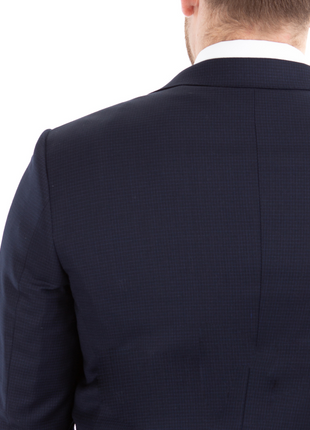 Sartoria Mazara Mens Classic Fit Navy Mini Check 100% Wool 2 Piece Suit