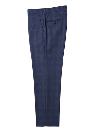 Sartoria Mazara Mens Navy Blue Plaid Slim Fit Wool Blend 2-Button Suit