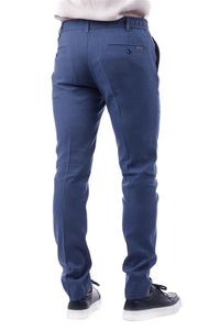 Thumbnail for Barabas Mens Slim Fit Solid Blue Linen Cotton Blend Flat Front Dress Pants