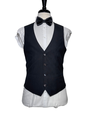 Corneliani Mens Black Mixed Pattern Fully-Canvassed Shawl Lapel Slim Fit 3-Piece Wool Tuxedo - 38R