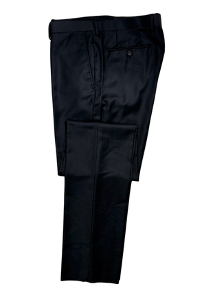 Bartorelli Napoli Mens Black Tonal Weave Notch Lapel Slim Fit 2-Button Wool Suit with Ticket Pocket - 44L