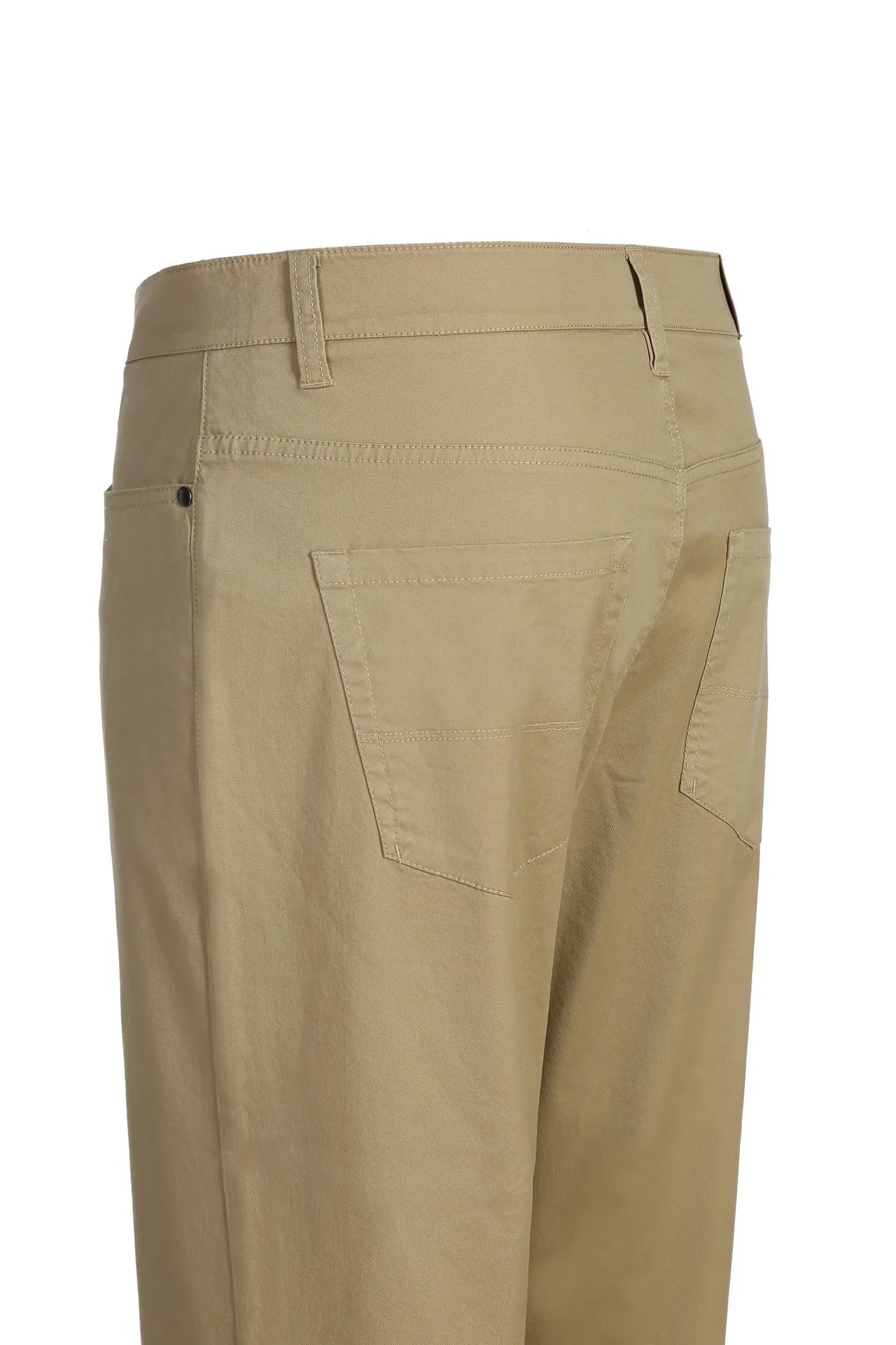 Pantalones chinos con frente plano y lavado elástico de algodón con 5 bolsillos para hombre