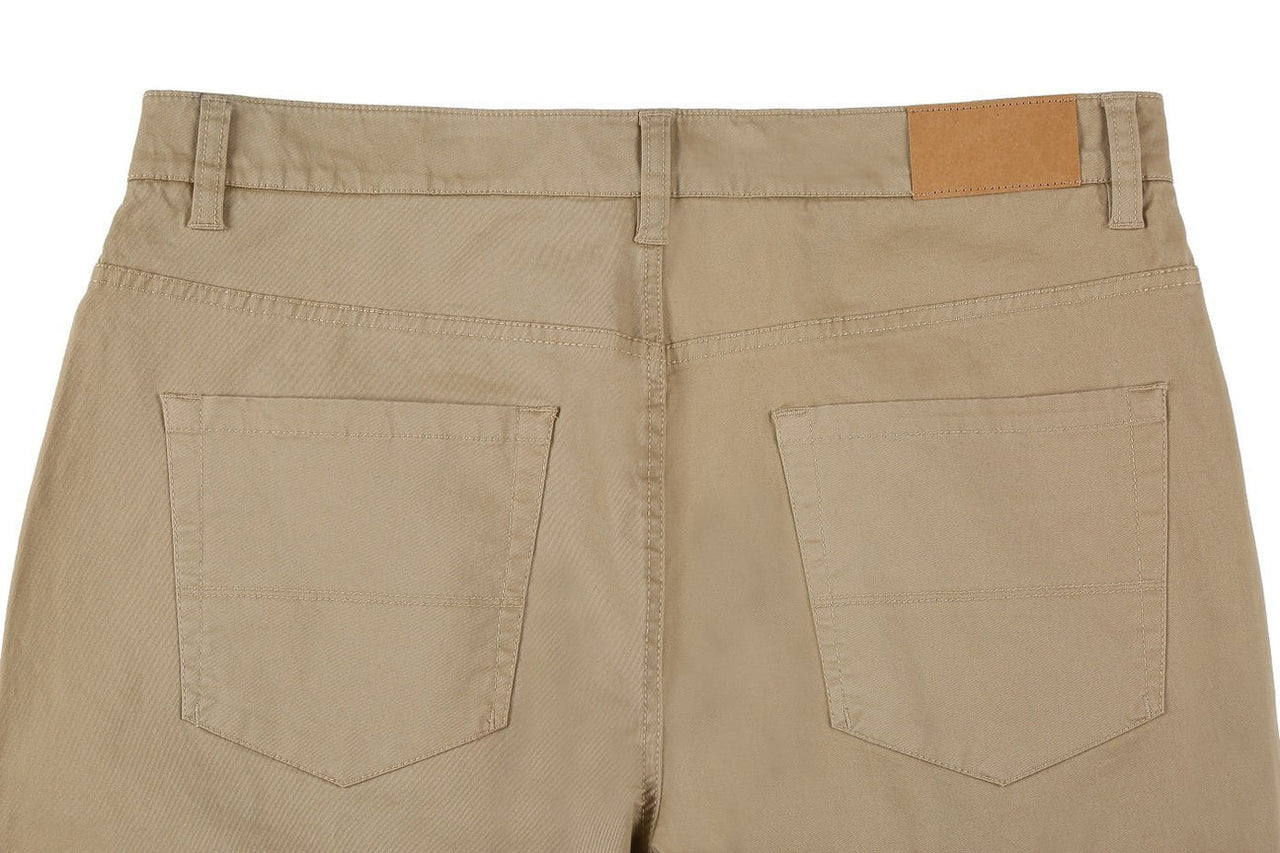 Pantalones chinos con frente plano y lavado elástico de algodón con 5 bolsillos para hombre