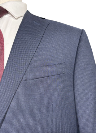 Corneliani Mens Blue Micro-Check Fully-Canvassed Notch Lapels Slim Fit 2 Button Wool Suit - 44R - The Suit Depot