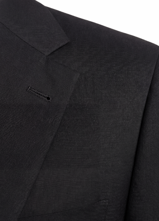 Hugo Boss Mens Solid Black Notch Lapels Classic Fit 2-Button Wool Suit - 40L
