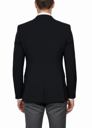 John Varvatos Textured Black Slim Fit Wool Stretch Two Button Blazer Sportcoat