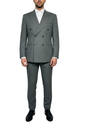 Canuti Green Houndstooth Modern Fit Peak Lapels Double Breasted Suit