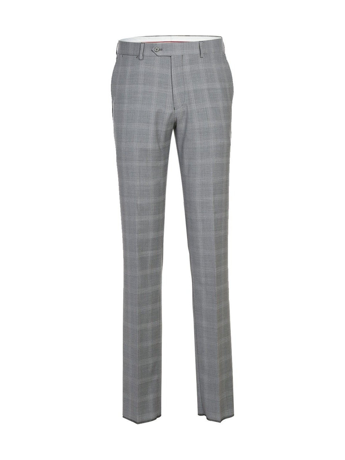 English Laundry Slim Fit Light Gray Window Pane Check Wool Suit