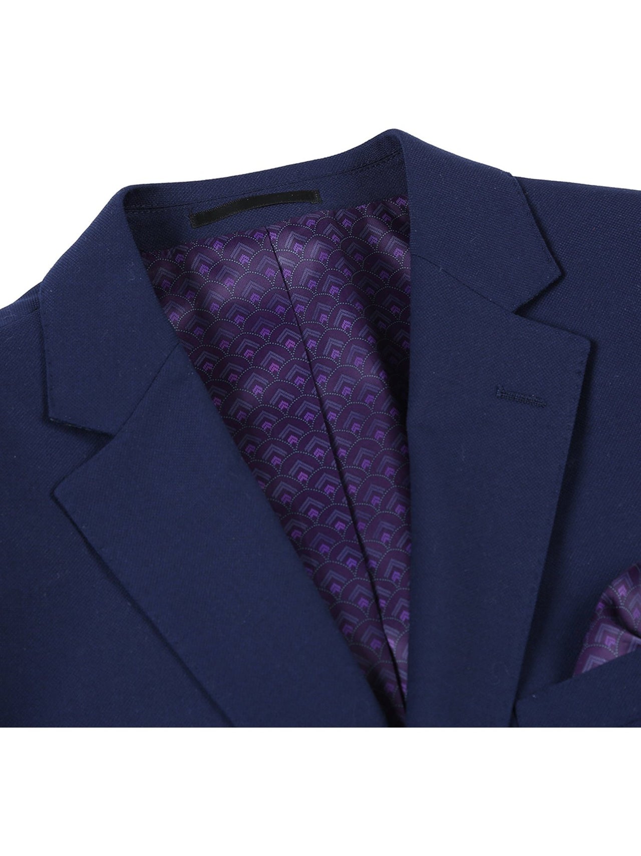 Men's Notch Lapels Dark Navy Solid Blazer