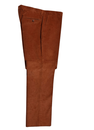 Andrea Borghi Mens Burnt Orange Corduroy Notch Lapel Slim Fit 3-button Cotton Suit - 44R