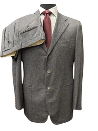 Thumbnail for Sartoria Partenopea Mens 40L Solid Gray 100% Wool 3 Button 2 Piece Suit
