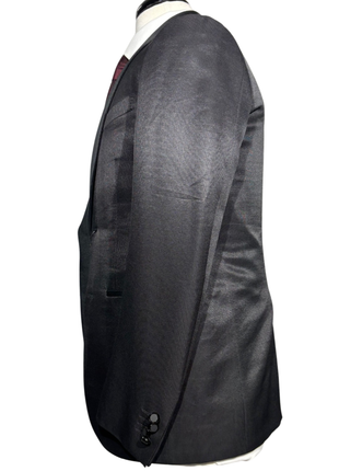 Corneliani Mens Black Textured Fully-Canvassed Shawl Lapel Classic Fit 3-Piece Tuxedo Suit - 36S