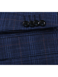 Thumbnail for Men's Classic Fit Wool Blend Blue Checked Blazer