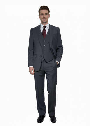 Cleo Luxor Obsidian Charcoal Regular Fit Wool Stretch 3 Piece Suit