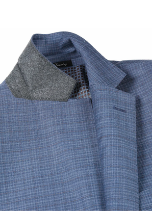 English Laundry Blue Check Slim Fit Notch Lapel Wool Blend Stretch 2 Button Suit