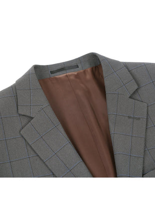 Men's Two Piece Classic Fit Windowpane Check Suit