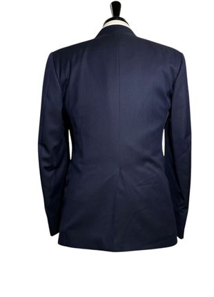 Corneliani Mens Solid Navy Fully-Canvassed Satin Peak Lapel Slim Fit 3-Piece Wool Tuxedo Suit - 40R - The Suit Depot