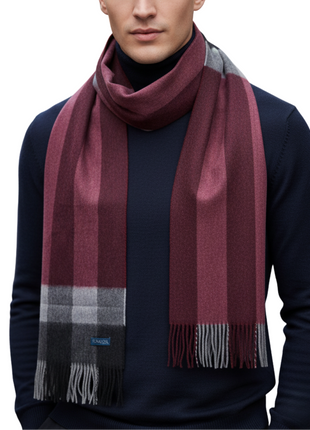 Tovaglia Mens Plaid Cashmere Fringe Scarf
