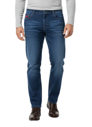 Label E Mens Navy Blue Denim Modern Fit Cotton Stretch Casual Jeans Pants