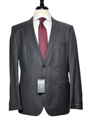 Hugo Boss Modern Fit Textured Charcoal Notch Lapel Men’s Two Button Wool Suit