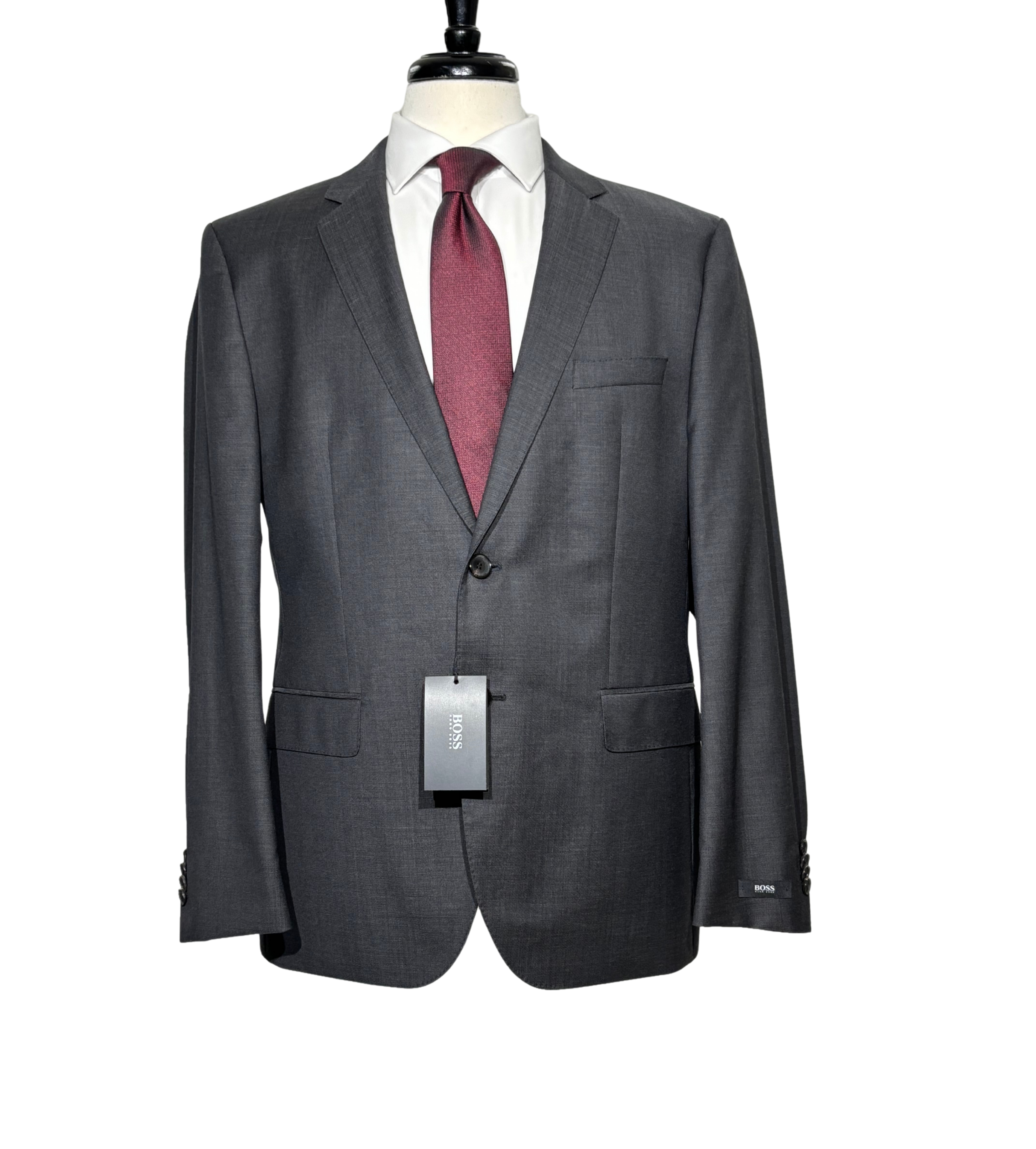 Hugo Boss Modern Fit Textured Charcoal Notch Lapel Men's Two Hugo Boss Modern Fit Textured Charcoal Notch Lapel Men's Two