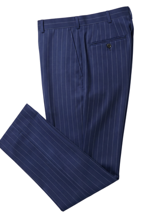 Atica Navy Pinstripe Slim Fit Peak Lapel Half-Canvassed 2 Button Wool Suit