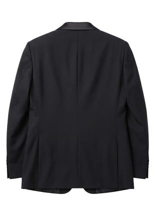 Armani Collezioni M Line Solid Black Classic Fit Peak Lapel 1-Button Wool Tuxedo 36R