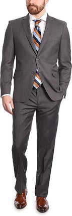 Mens Classic Fit Two Button 100% Wool Wrinkle Resistant Suit