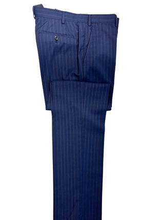 Armani Collezioni S-Line Blue With Burgundy Pinstriped Notch Lapel Wool 2-Button Suit - 36R