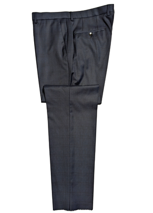 Hugo Boss Super 120s Navy Blue Plaid Windowpane Slim Fit Notch Lapels Wool 2-Button Suit - 44R
