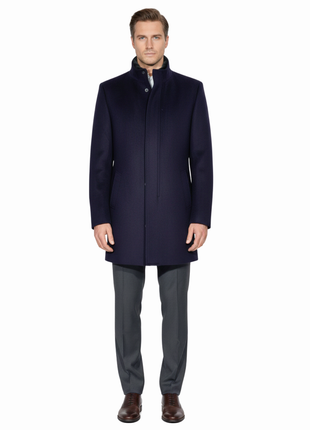 The Montreal Collection Windsor Navy Down-Insulated Wool Car Coat