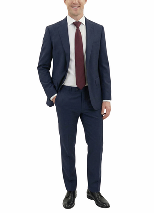 Centrion Mens Blue Microcheck Classic Fit Notch Lapels 2 Button Wool Suit