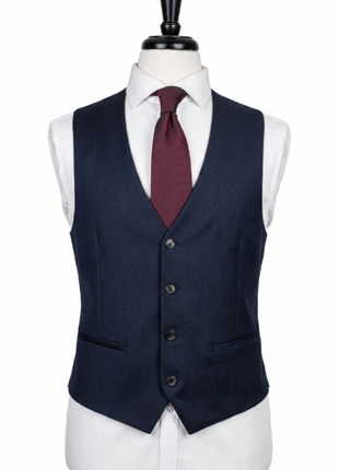 Corneliani Mens Navy Micro-Pattern Fully-Canvassed Notch Lapel Classic Fit 3-Piece Wool Suit - 36S - The Suit Depot