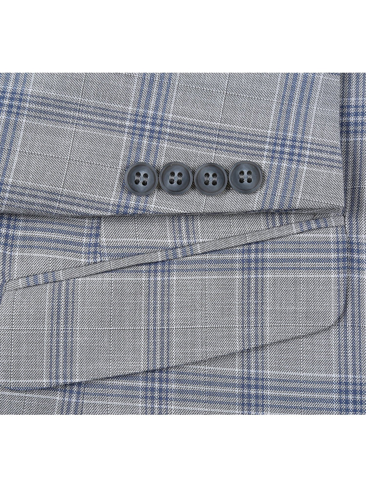 Men&#39;s Slim Fit Notch Lapels Light Gray Check Suits