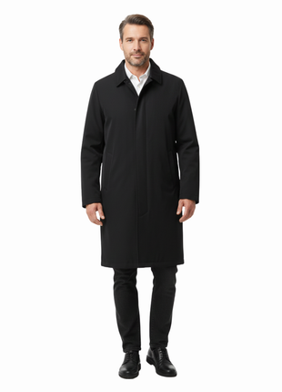 Hart Schaffner Marx Black Single Breasted Full Length Hooded Raincoat - The Suit Depot