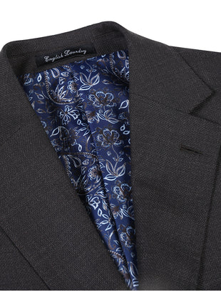 English Laundry Brown Weave Slim Fit Notch Lapel Wool Suit With Patch Pockets