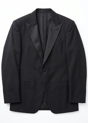 Armani Collezioni Solid Black Peak Lapel Slim Fit 1-Button Wool Mohair Tuxedo - 36R