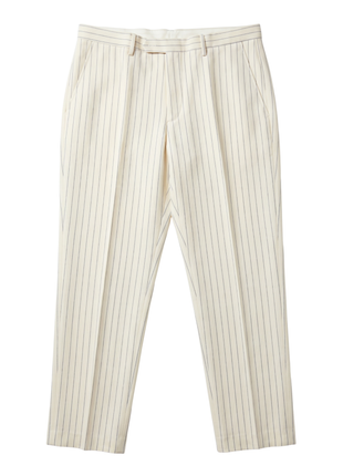 Canuti Cream & Blue Stripe Modern Fit Peak Lapel Stretch Double Breasted Seersucker Suit