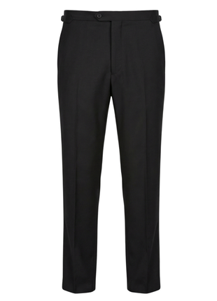 Tovaglia Solid Black Classic Fit Peak Lapel 1-Button Wool Cashmere Tuxedo Suit