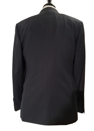 Canali Solid Black 3-piece 1-button 100% Wool Suit 42R
