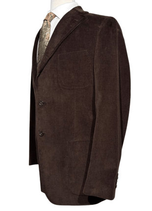 Andrea Borghi Mens Brown Corduroy Notch Lapel Slim Fit 3-button Cotton Suit - 44R