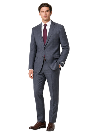Michael Kors Gray Windowpane Classic Fit Notch Lapel 2-Button Wool Suit 44R