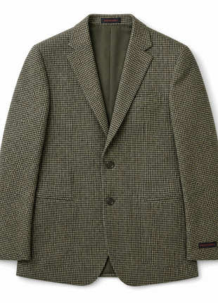 Porcaro Olive Green and Black Micro Check Classic Fit Cashmere 2-Button Sport Coat 38R