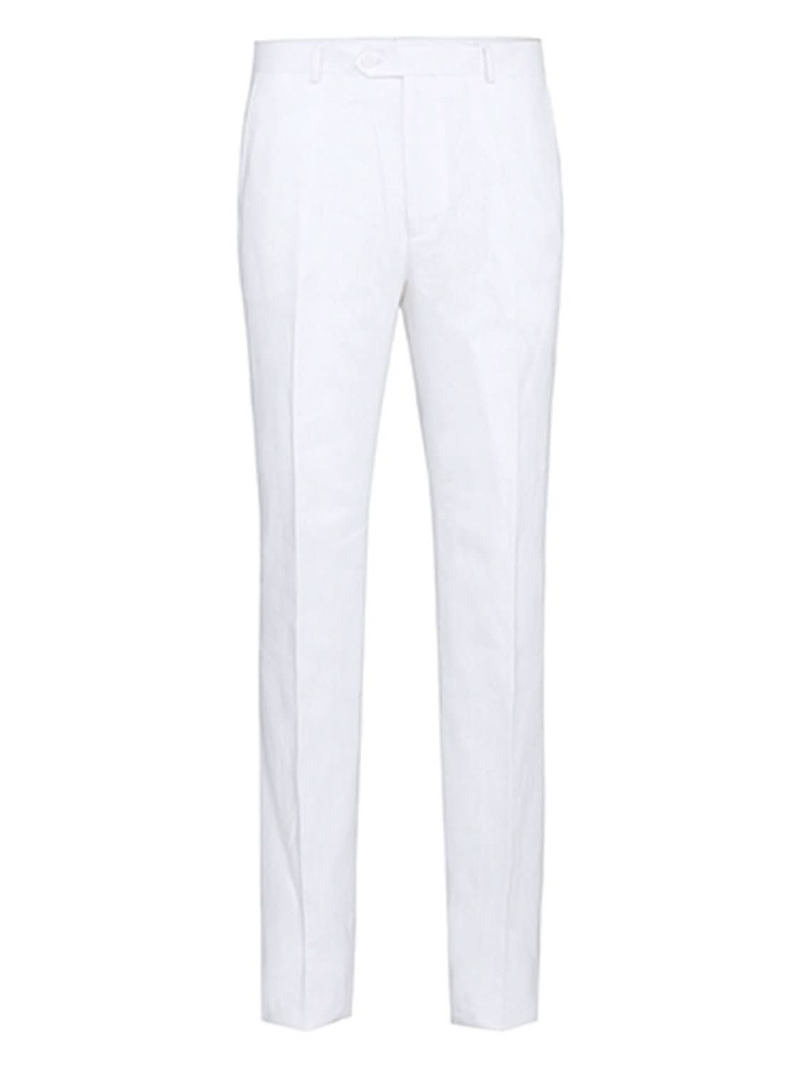 Men's Notch Lapels White Solid Linen Suits